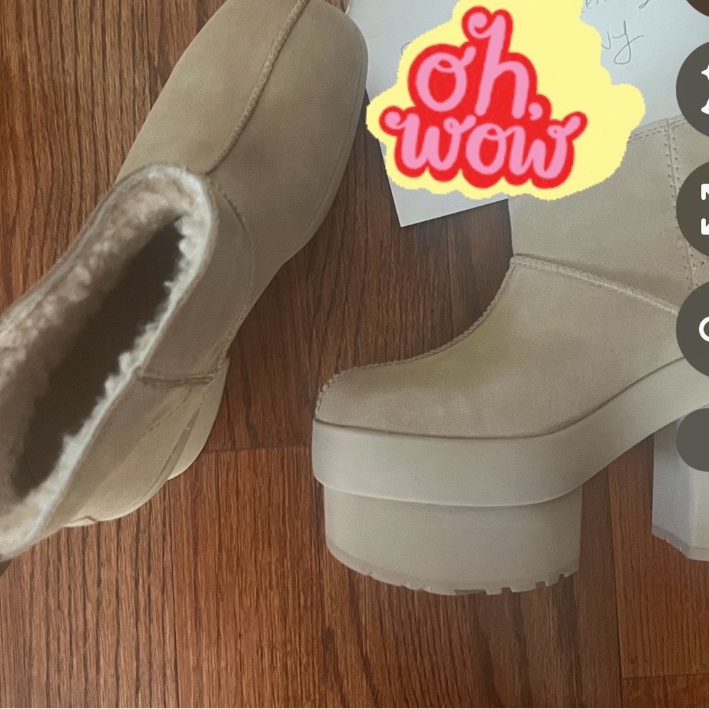 UGG Cream Platform Winter Boots mini heights 8.5/9 shoes new